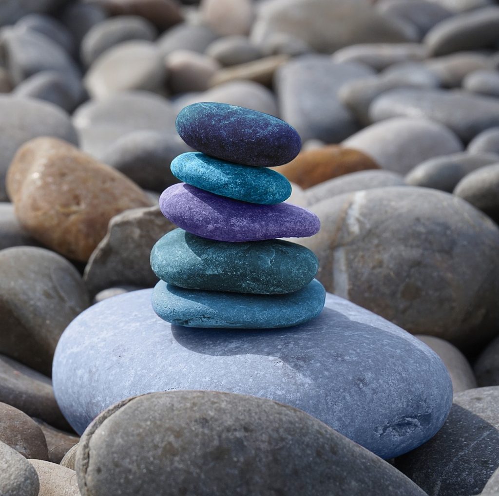 A tower of blue stones
